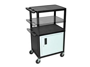 24W x 18D x 16 to 42H Multi Height AV Cart 3 Shelves with Cabinet and Electric 24W x 18D x 16 to 42H Multi Height AV Cart 3 Shelves with Cabinet and Electric