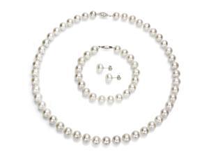 La Regis Jewelry Sterling Silver 9-10mm White Freshwater Pearl 18" Necklace, 7" Bracelet and Stud Earring Set La Regis Jewelry Sterling Silver 9-10mm White Freshwater Pearl 18" Necklace, 7" Bracelet and Stud Earring Set