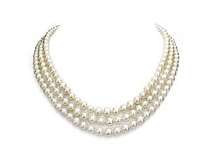 Sterling Silver 4-9mm White Freshwater Pearl Graduated 3 Row Choker Necklace 16-18" Sterling Silver 4-9mm White Freshwater Pearl Graduated 3 Row Choker Necklace 16-18"
