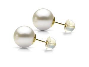 La Regis Jewelry 14K Yellow Gold 9-10mm White Perfect Round Cultured Freshwater Pearl Stud Earrings La Regis Jewelry 14K Yellow Gold 9-10mm White Perfect Round Cultured Freshwater Pearl Stud Earrings