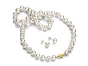 14k Yellow Gold 8-9mm White Genuine Cultured Freshwater Pearl Necklace 20" and Stud Earring Jewelry Set. 14k Yellow Gold 8-9mm White Genuine Cultured Freshwater Pearl Necklace 20" and Stud Earring Jewelry Set.