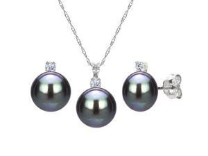 La Regis Jewelry SPE-504-7-02 Sterling Silver 7-8mm Black Pearl w/ .75tcw CZ Earring and 18" Chain Pendant Jewelry Set La Regis Jewelry SPE-504-7-02 Sterling Silver 7-8mm Black Pearl w/ .75tcw CZ Earring and 18" Chain Pendant Jewelry Set