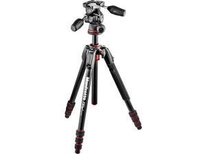 Manfrotto 190Go! 22.2" Aluminum Tripod Kit with 3-Way Head, 4 Sections, Black Manfrotto 190Go! 22.2" Aluminum Tripod Kit with 3-Way Head, 4 Sections, Black