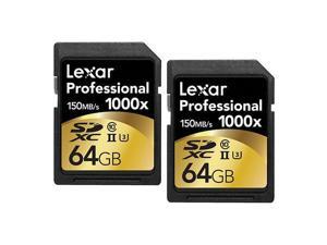 Lexar 64GB Professional 1000x UHS-II U3 SDXC Memory Card - 2 Pack Lexar 64GB Professional 1000x UHS-II U3 SDXC Memory Card - 2 Pack