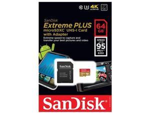 SanDisk Extreme Plus 64GB microSDXC Flash Memory Model SDSQXSG-064G-ANCMA SanDisk Extreme Plus 64GB microSDXC Flash Memory Model SDSQXSG-064G-ANCMA