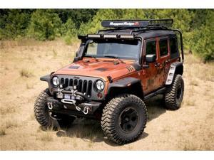 Rugged Ridge 11640.10 Flat Pocket Fender Flare Set; Incl. Two Sets Of HD Corrosion Resistant Fasteners; Stainless Steel And Black; Rugged Ridge 11640.10 Flat Pocket Fender Flare Set; Incl. Two Sets Of HD Corrosion Resistant Fasteners; Stainless Steel And Black;
