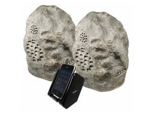 Audio Unlimited 900MHz Wireless Indoor/Outdoor Rock Speaker Bundle (Rechargeable) with Dual Power Transmitter - Granite Audio Unlimited 900MHz Wireless Indoor/Outdoor Rock Speaker Bundle (Rechargeable) with Dual Power Transmitter - Granite