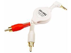 ZipLinq ZIP-AUDIO-CD5-W Retractable Stereo 3.5mm to RCA Audio Cable - White ZipLinq ZIP-AUDIO-CD5-W Retractable Stereo 3.5mm to RCA Audio Cable - White