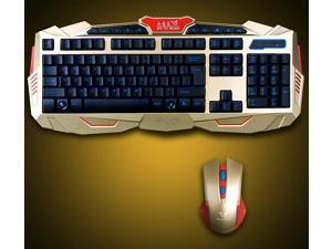CORN Multimedia Wireless Gaming Keyboard and Mouse Combo With USB RF 2.4GHz, Anti-Ghosting Feature & Water-Proof Design - Black & Gold (Iron Man Version) CORN Multimedia Wireless Gaming Keyboard and Mouse Combo With USB RF 2.4GHz, Anti-Ghosting Feature & Water-Proof Design - Black & Gold (Iron Man Version)
