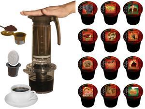 Cafejo My French Press K-Cup Brewer W/ K-Cup, Ground Coffee & Pod Adaptors) Plus 12 Count Variety Box of Cafejo K-Cups Cafejo My French Press K-Cup Brewer W/ K-Cup, Ground Coffee & Pod Adaptors) Plus 12 Count Variety Box of Cafejo K-Cups