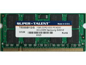 SUPER TALENT 1GB 200-Pin DDR2 SO-DIMM DDR2 533 (PC2 4300) Laptop Memory Model T533SB1G/E SUPER TALENT 1GB 200-Pin DDR2 SO-DIMM DDR2 533 (PC2 4300) Laptop Memory Model T533SB1G/E