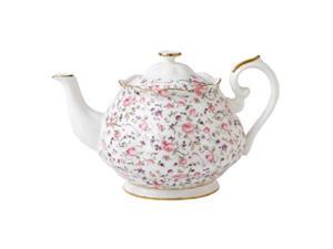 Royal Albert Rose Confetti Formal Vintage Teapot, White Royal Albert Rose Confetti Formal Vintage Teapot, White
