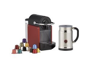 Nespresso D60 Pixie Carmine Espresso Machine With Aeroccino Plus Milk Frother Nespresso D60 Pixie Carmine Espresso Machine With Aeroccino Plus Milk Frother