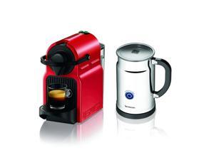 Nespresso Inissia Espresso Maker with Aeroccino Plus Milk Frother, Red Nespresso Inissia Espresso Maker with Aeroccino Plus Milk Frother, Red