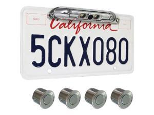 BOYO VTL400CLP-CR Bar-Type License Plate Camera with LED Lights & 4 Rear Parking Sensors (Silver) BOYO VTL400CLP-CR Bar-Type License Plate Camera with LED Lights & 4 Rear Parking Sensors (Silver)