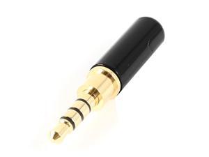 3.5mm 1/8" 4 Pole Male Plug Soldering Connector Gold Tone Black for 4mm Dia Cord 3.5mm 1/8" 4 Pole Male Plug Soldering Connector Gold Tone Black for 4mm Dia Cord