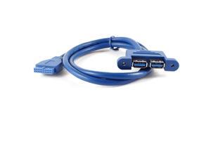 Blue Dual USB 3.0 Type A Female to 20 Pin Header Female Adapter Cable Blue Dual USB 3.0 Type A Female to 20 Pin Header Female Adapter Cable