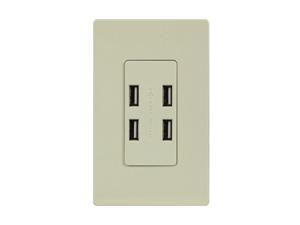 Enerlites 4A High Speed 4-Port USB In-Wall Charger with Child-Safe Screwless Wall Plate-Ivory Enerlites 4A High Speed 4-Port USB In-Wall Charger with Child-Safe Screwless Wall Plate-Ivory