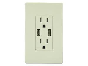TOPGREENER 4A High Speed USB Charger Receptacle 15A Duplex Tamper Resistant Outlet & 2 Free Wall Plates Light Almond TOPGREENER 4A High Speed USB Charger Receptacle 15A Duplex Tamper Resistant Outlet & 2 Free Wall Plates Light Almond