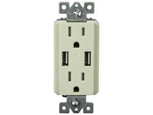 TOPGRENER TU2152A 2.1A High Speed USB Charger Receptacle with 15A Duplex Tamper Resistant Outlet Light Almond TOPGRENER TU2152A 2.1A High Speed USB Charger Receptacle with 15A Duplex Tamper Resistant Outlet Light Almond