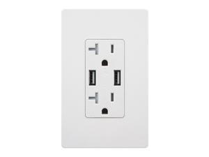TOPGREENER TU2204A 4A High Speed In-Wall 20A Duplex USB Tamper Resistant Outlet, 2 Free Wall Plates, White TOPGREENER TU2204A 4A High Speed In-Wall 20A Duplex USB Tamper Resistant Outlet, 2 Free Wall Plates, White