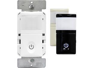 Enerlites HMOS 2-in-1 Occupancy/Vacancy Backlit Motion Sensor Switch, 500W Incandescent, Three Interchangeable Face Plate Covers Included (White, Light Almond, Black) Enerlites HMOS 2-in-1 Occupancy/Vacancy Backlit Motion Sensor Switch, 500W Incandescent, Three Interchangeable Face Plate Covers Included (White, Light Almond, Black)