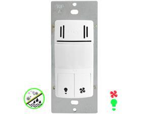 Enerlites DWHOS-W Dual Tech PIR Motion & Humidity Sensor Switch for Light and Fan, 500W, Interchangeable Face Cover Enerlites DWHOS-W Dual Tech PIR Motion & Humidity Sensor Switch for Light and Fan, 500W, Interchangeable Face Cover