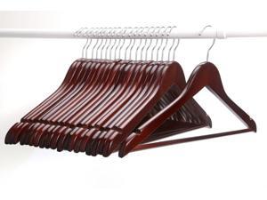 J.S. Hanger Multifunctional High-Grade Solid Wood Suit Hangers - Coat Hanger with Round Bar, Walnut Finish - 20-Pack J.S. Hanger Multifunctional High-Grade Solid Wood Suit Hangers - Coat Hanger with Round Bar, Walnut Finish - 20-Pack