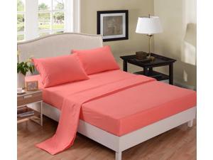 Honeymoon Super Soft Breathable 4PC Bedding Sheet Set - Twin Size Coral, Wrinkle Free, Fade-resistant, No-ironing, Deep Pockets, Easy Care Honeymoon Super Soft Breathable 4PC Bedding Sheet Set - Twin Size Coral, Wrinkle Free, Fade-resistant, No-ironing, Deep Pockets, Easy Care
