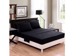 Honeymoon Microfiber Solid 4PC Bed Sheet Set - Deep Pockets, Easy Care, Wrinkle Free, Fade-resistant, King Size - Black Honeymoon Microfiber Solid 4PC Bed Sheet Set - Deep Pockets, Easy Care, Wrinkle Free, Fade-resistant, King Size - Black