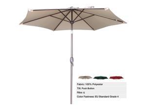 Abba Patio 9 Ft Market Aluminum Umbrella with Push Button Tilt and Crank, 6 Steel Ribs, 100% Polyester, Beige Abba Patio 9 Ft Market Aluminum Umbrella with Push Button Tilt and Crank, 6 Steel Ribs, 100% Polyester, Beige