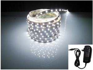 LED3528 300Plug-N-Play Waterproof White (6500K) Flexible Light Strip, 2A@12VDC, 24Watt,16.4 Ft, Wire Jumper Included, Power Supply Included LED3528 300Plug-N-Play Waterproof White (6500K) Flexible Light Strip, 2A@12VDC, 24Watt,16.4 Ft, Wire Jumper Included, Power Supply Included