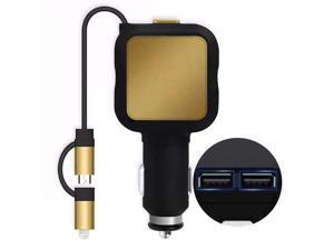 Car charger, Shinefuture 2 Port 4.8A Dual USB Car Chargers + 2-in-1 Retractable Cable for Iphone 6S Plus 5S 4S Samsung Galaxy S7 Edge S6 S5 Note and Other IOS or Android Devices Car charger, Shinefuture 2 Port 4.8A Dual USB Car Chargers + 2-in-1 Retractable Cable for Iphone 6S Plus 5S 4S Samsung Galaxy S7 Edge S6 S5 Note and Other IOS or Android Devices