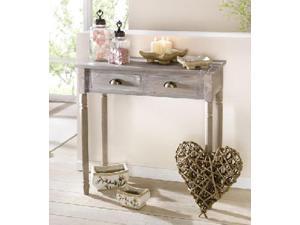 Antique-Style 2 Drawer Wood Console Table w/ Brass Finish Handles-Brownish Gray Antique-Style 2 Drawer Wood Console Table w/ Brass Finish Handles-Brownish Gray
