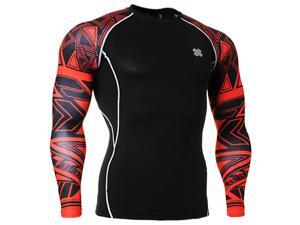 Fixgear Compression skin tight red printed base layer t shirt black S~4XL Fixgear Compression skin tight red printed base layer t shirt black S~4XL