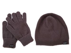 Emporio Armani EA7 women's beanie hat with gloves brown Emporio Armani EA7 women's beanie hat with gloves brown