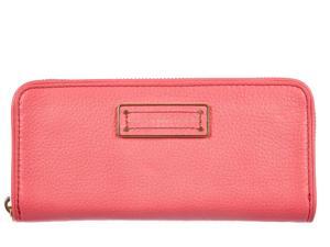 Marc by Marc Jacobs women's wallet leather coin case holder purse card bifold bright coral pink Marc by Marc Jacobs women's wallet leather coin case holder purse card bifold bright coral pink