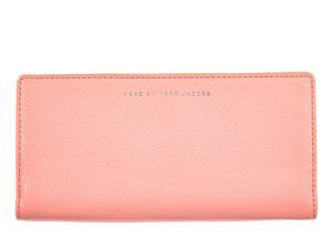 Marc by Marc Jacobs women's wallet leather coin case holder purse card bifold fluo coral pink Marc by Marc Jacobs women's wallet leather coin case holder purse card bifold fluo coral pink