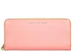 Marc by Marc Jacobs women's wallet leather coin case holder purse card bifold fluo coral pink Marc by Marc Jacobs women's wallet leather coin case holder purse card bifold fluo coral pink