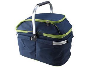 Tekit Two Compartment Dark Navy Flodable Collapsible Shopping Basket/Picnic Basket with Aluminum Frame Tekit Two Compartment Dark Navy Flodable Collapsible Shopping Basket/Picnic Basket with Aluminum Frame