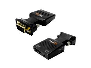 LinkS VGA to HDMI Converter Adapter for TV, Computer, Projector, with Audio Cable and USB Cable, HD Connector Converter, Plug and Play with Portable Size LinkS VGA to HDMI Converter Adapter for TV, Computer, Projector, with Audio Cable and USB Cable, HD Connector Converter, Plug and Play with Portable Size