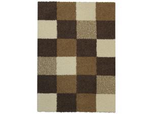 Maxy Home Shag Checkerboard Squares Ivory & Brown 6'7" x 9'3" Contemporary Area Rug Maxy Home Shag Checkerboard Squares Ivory & Brown 6'7" x 9'3" Contemporary Area Rug