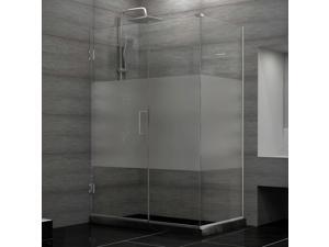 DreamLine Unidoor Plus 37-1/2 in. W x 30-3/8 in. D x 72 in. H Hinged Shower Enclosure, Half Frosted Glass Door, Oil Rubbed Bronze Finish Hardware DreamLine Unidoor Plus 37-1/2 in. W x 30-3/8 in. D x 72 in. H Hinged Shower Enclosure, Half Frosted Glass Door, Oil Rubbed Bronze Finish Hardware