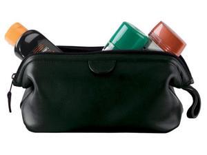 Leather Travel Toiletry Wash Bag - Black Leather Travel Toiletry Wash Bag - Black