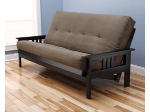 Woodbury Full Size Futon Sofa With Suede Innerspring Mattress, Black Painted Hardwood Frame, Olive Woodbury Full Size Futon Sofa With Suede Innerspring Mattress, Black Painted Hardwood Frame, Olive