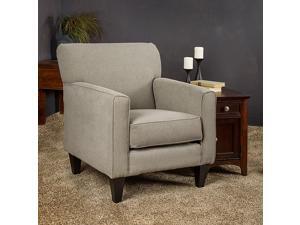 Eli Grey Solid Fabric Track Arm Accent Club Chair Eli Grey Solid Fabric Track Arm Accent Club Chair