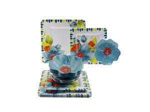 Laurie Gates Floral Embossed 16-pc Melamine Dinnerware Set, Red Laurie Gates Floral Embossed 16-pc Melamine Dinnerware Set, Red