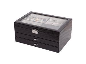 Mele & Co. Mele & Co. Alana Glass Top Locking Jewelry Box in Black Croco Faux Leather 0063462M Mele & Co. Mele & Co. Alana Glass Top Locking Jewelry Box in Black Croco Faux Leather 0063462M
