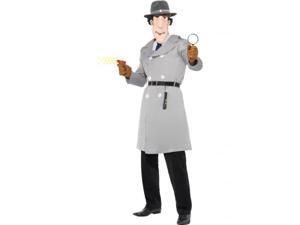 Adult Cartoon TV Show Inspector Gadget Robot Detective Gray Trench Coat Costume Adult Cartoon TV Show Inspector Gadget Robot Detective Gray Trench Coat Costume