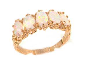 Luxury 14K Rose Gold Womens Colorful Fiery Opal Vintage Style Eternity Band Ring - Size 10.5 - Finger Sizes 5 to 12 Available Luxury 14K Rose Gold Womens Colorful Fiery Opal Vintage Style Eternity Band Ring - Size 10.5 - Finger Sizes 5 to 12 Available